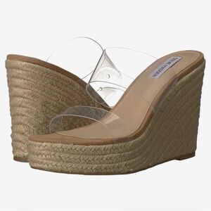 Steve Madden Transparent and Tan Wedge Sandals